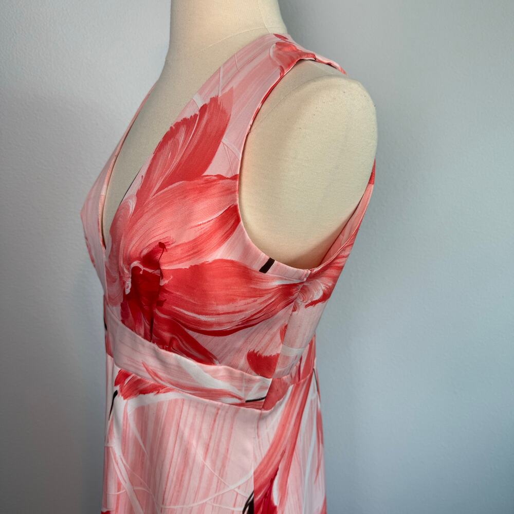 Sleeveless Pink Floral Midi Dress - Brand: - Picture 3 of 8